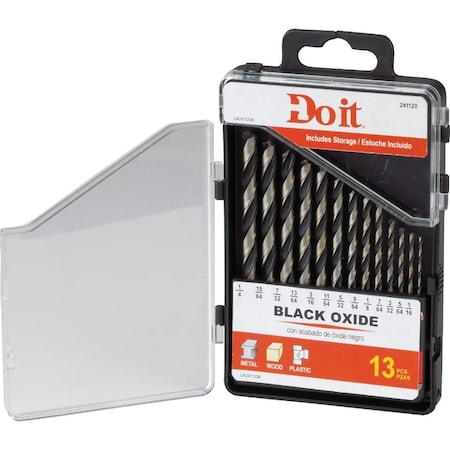 All-Source 13-Piece Black Oxide Drill Bit Set, 1/16 In. thru 1/4 In. 871431DB